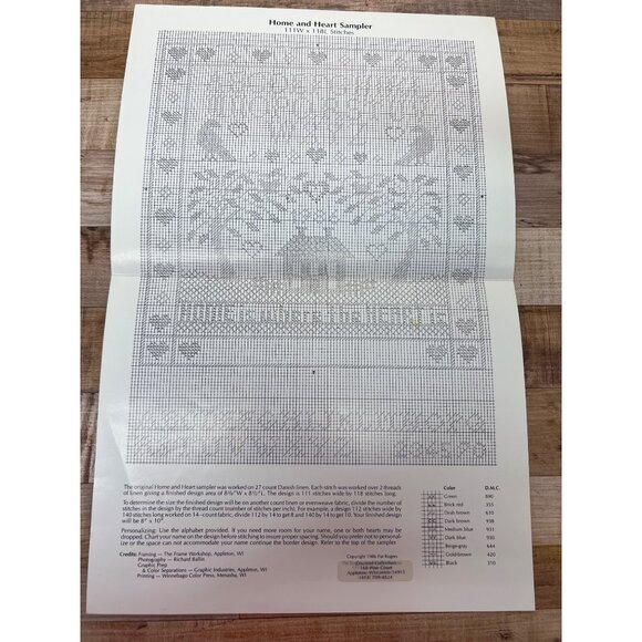 Home & Heart Sampler Cross Stitch Pattern By J.R. Rogers Counted Collection - Picture 3 of 3